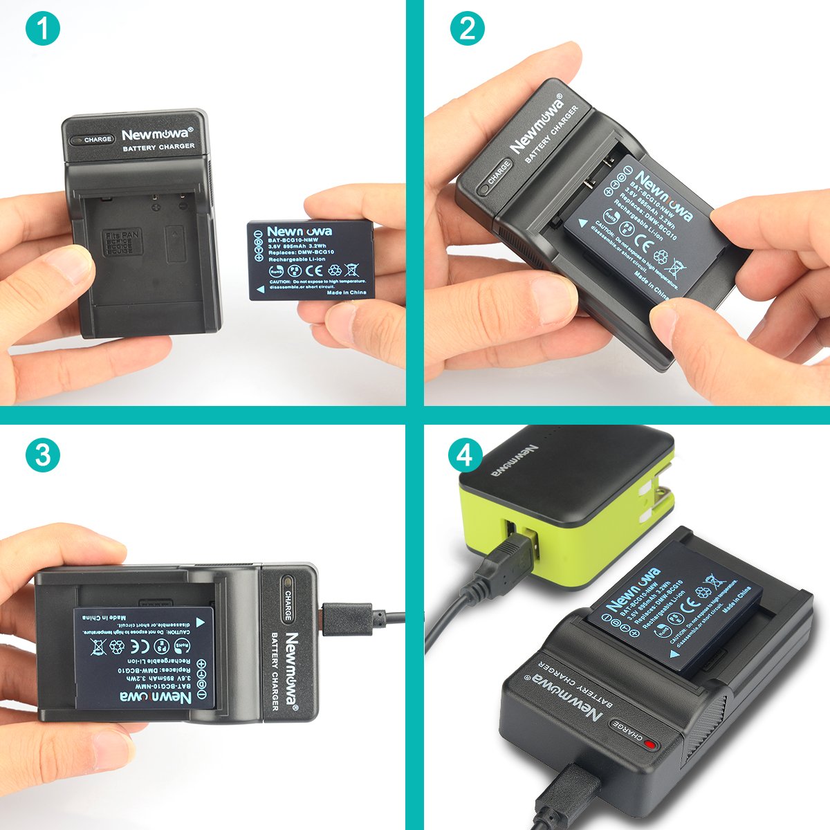 Newmowa® 2X Batería DMW-BCG10 USB Cargador Para DMW-BCG10, DMW-BCG10E, DMW -BCG10PP And Lumix DMC-3D1, DMC-TZ6, DMC-TZ7, DMC-TZ8, DMC-TZ10