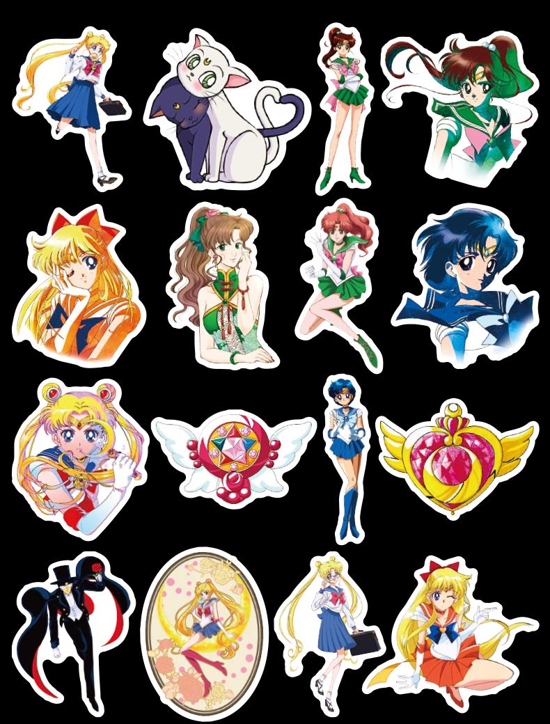 Amazon.com: Sailor Moon Pretty Guardian Waterproof Stickers/Decals (50 pcs)  of Japanese Anime Cartoon for Laptop Skateboard Snowboard Water Bottle  Phone Car(Sailor Moon) : Electronics