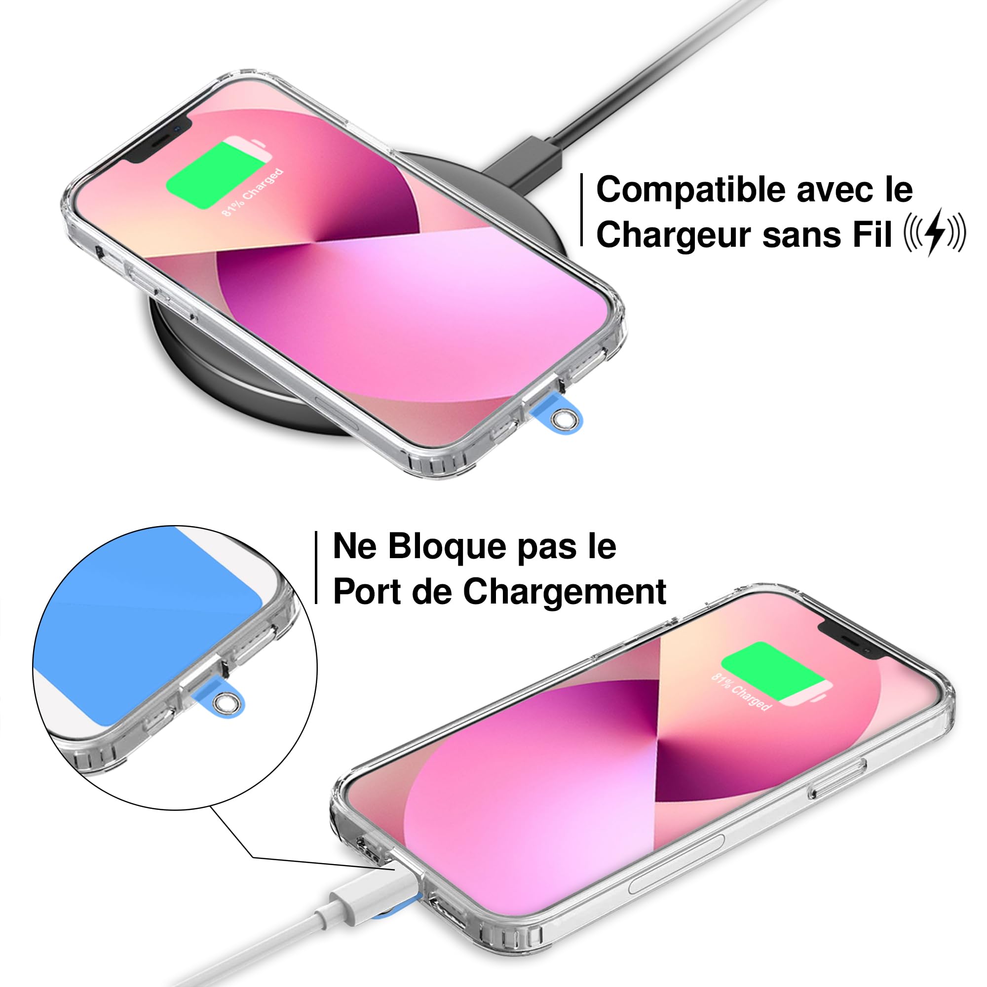Cordon Téléphone Universel Qyoocom - 2 Lanières Noir Et Doré - Main Libre - Pour Smartphone