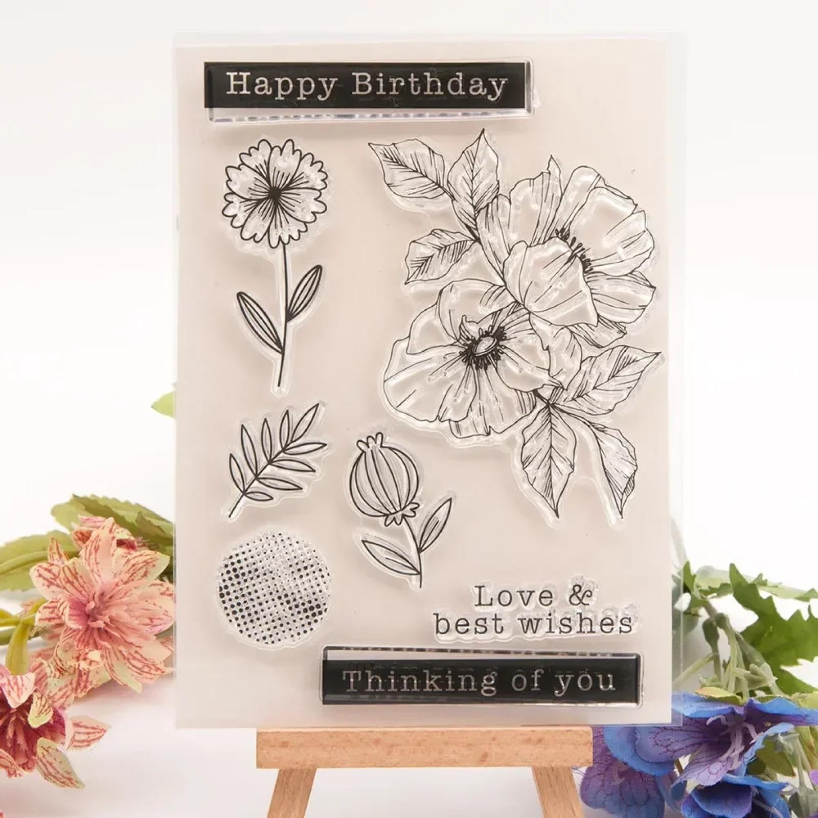 Fosangpushi Style 3 Clear Stamps For Card Making,11X15cm Butterfly Flowers Stamp Rubber Stamps For Card Making