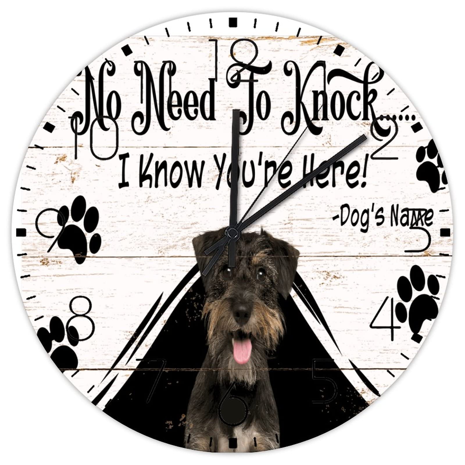 Horloge murale en bois avec motif chien mignon Schnauzer pour illuminer votre intérieur