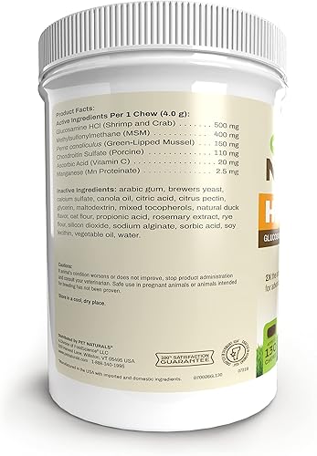 Miniatura 8 de Pet Naturals  Hip  Joint PRO  Suplemento de articulaciones para perros con glucosamina y mejillón de labios verdes  Sin ingredientes artificiales