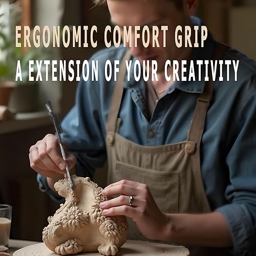 Miniatura 4 de Herramienta de tallado artesanal, herramienta de tallado de escultura de arcilla de cerámica de diseño único, incluye soporte