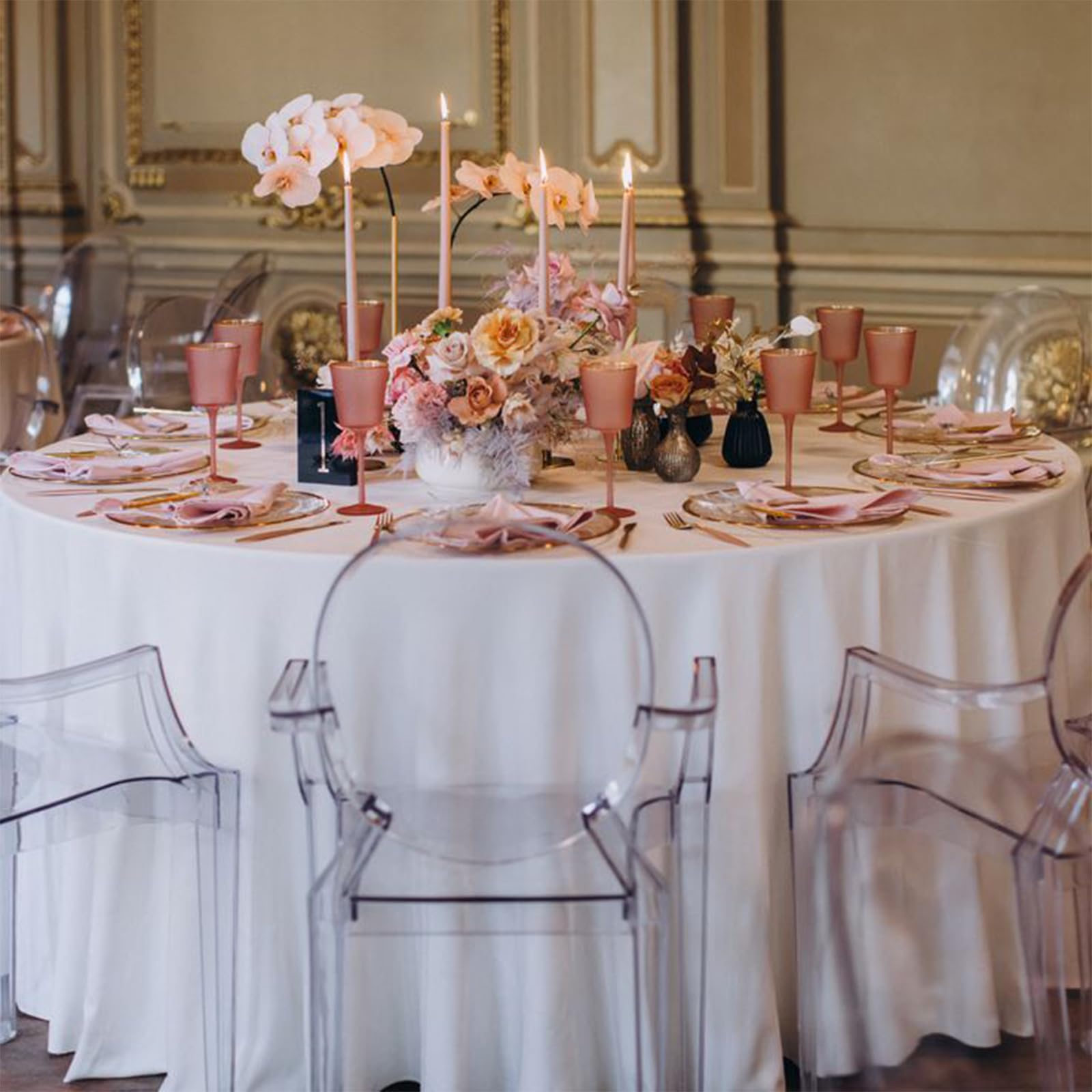 Mantel redondo blanco, paquete de 12 manteles redondos de 90 pulgadas para mesa redonda, lavable, mantel de tela para fiestas, restaurantes, banquetes de boda (blanco)