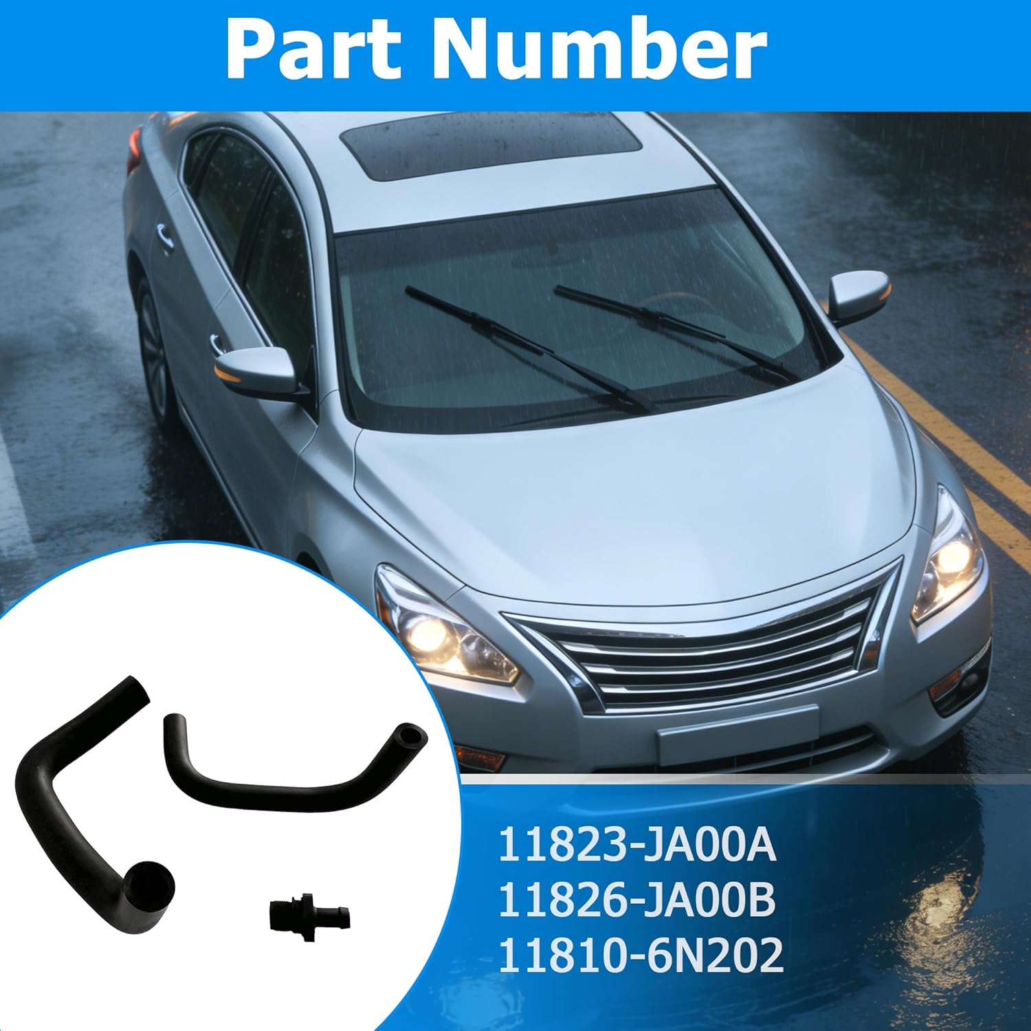 3x PCV Valve Hose Kit Compatible with Nissan Altima 2007-2013 Replaces 11823-JA00A, 11826-JA00B, 11810-6N202
