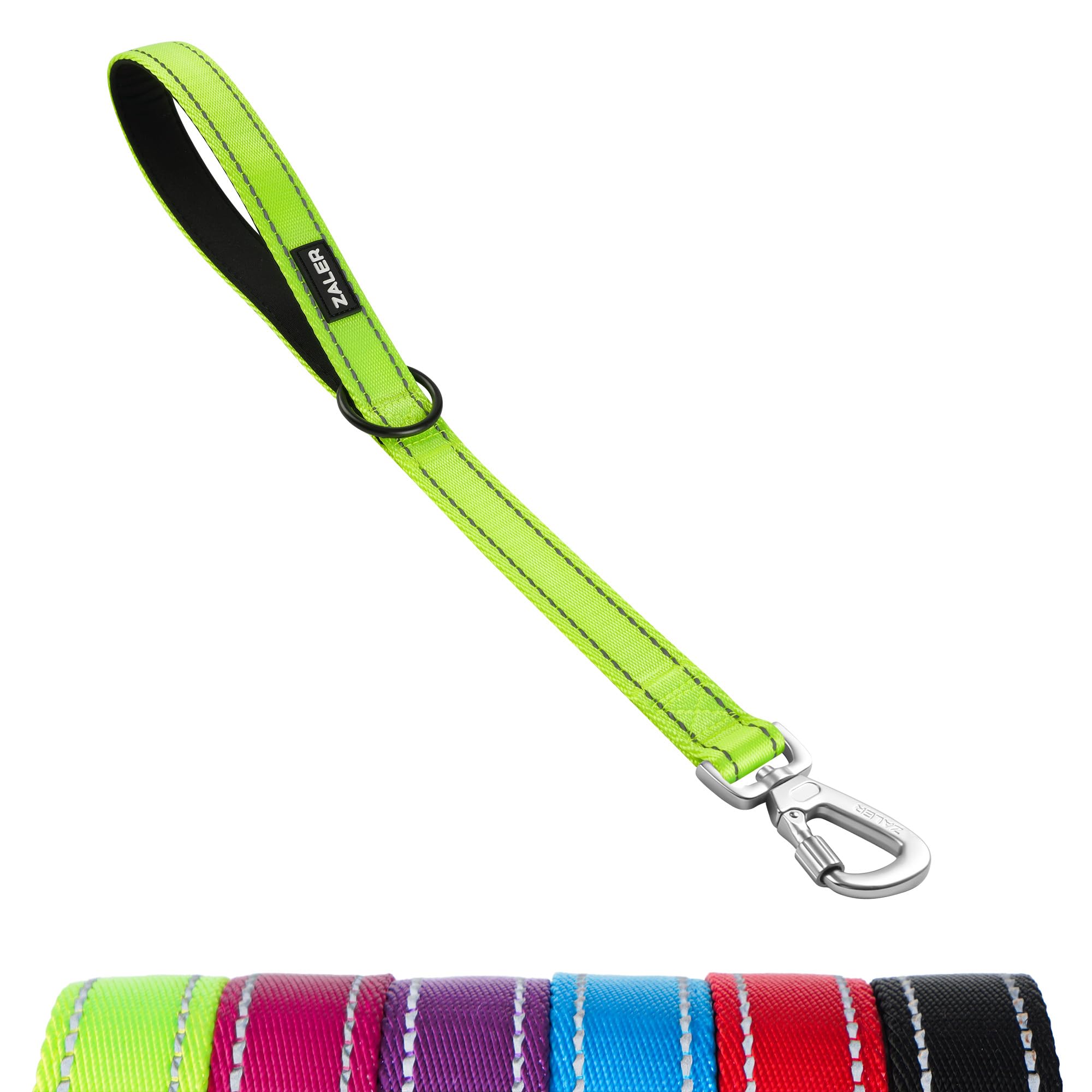 ZALER Short Dog Leash, 18 Inches Traffic Leashes for Dogs, Nylon Reflective Dog Lead with Padded Handle, Heavy Duty Leash for Large and Medium Dogs (18" Green)