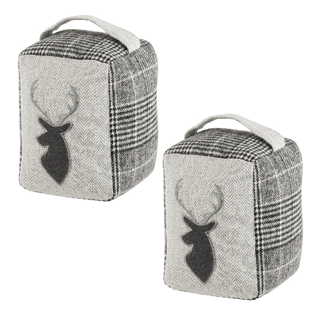 2 Fabric Door Stops Grey Stag 1.4kg Heavyweight Doorstop Weight