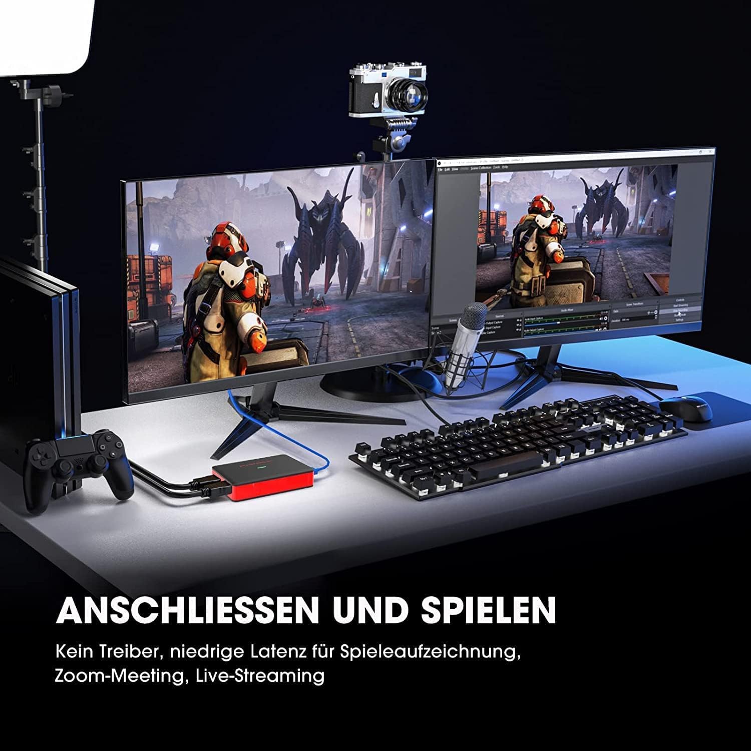 HDMI Video Capture 4K 1080P HD 60FPS, USB 3.0 Scheda di Acquisizione Video HDMI Loop-Out per Streaming Gaming OBS Compatibile con PC Switch PS5 Xbox MacBook iPad Camera