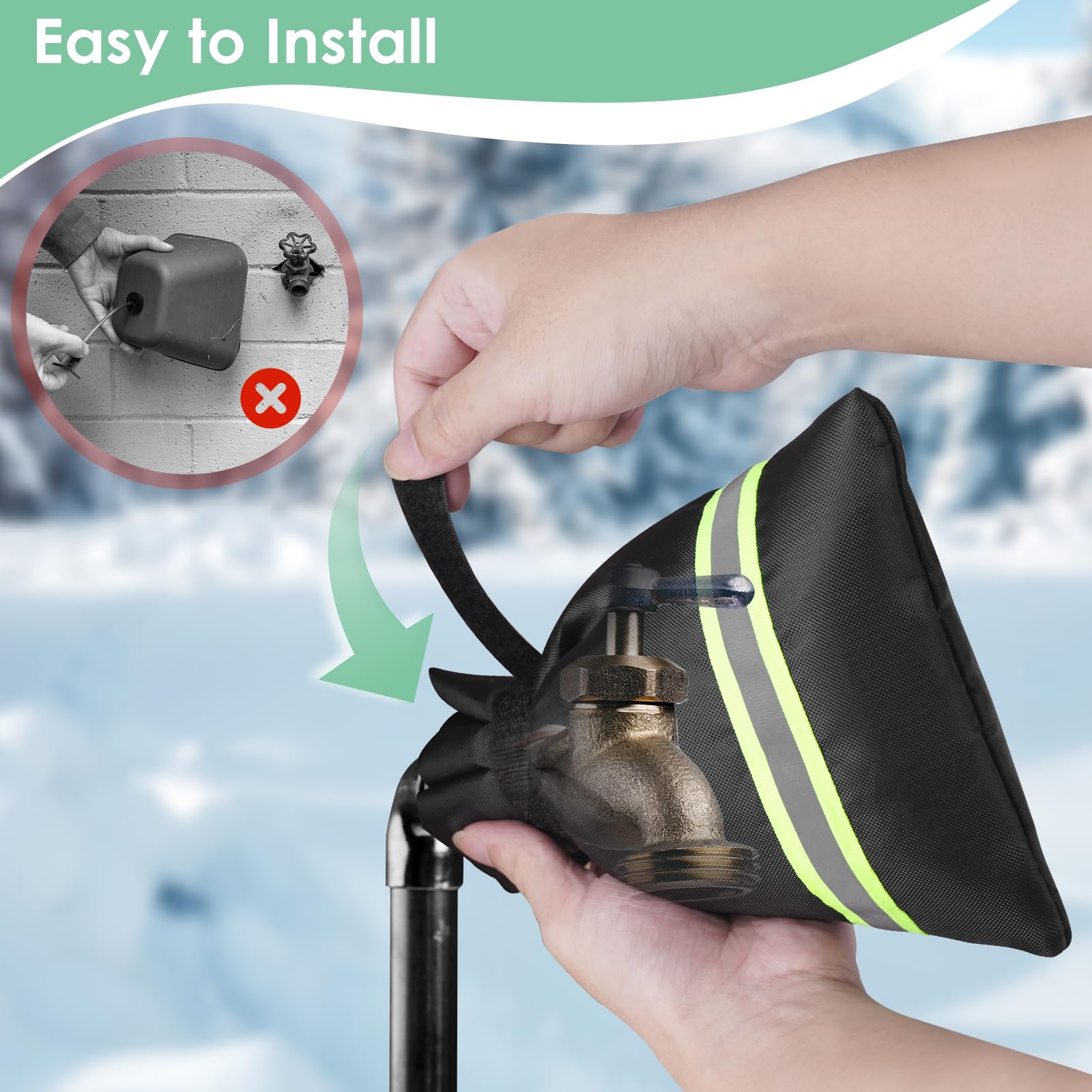 Outdoor Faucet Covers For Winter - Insulated Freeze Protection Socks For Spigots & Hose Bibs