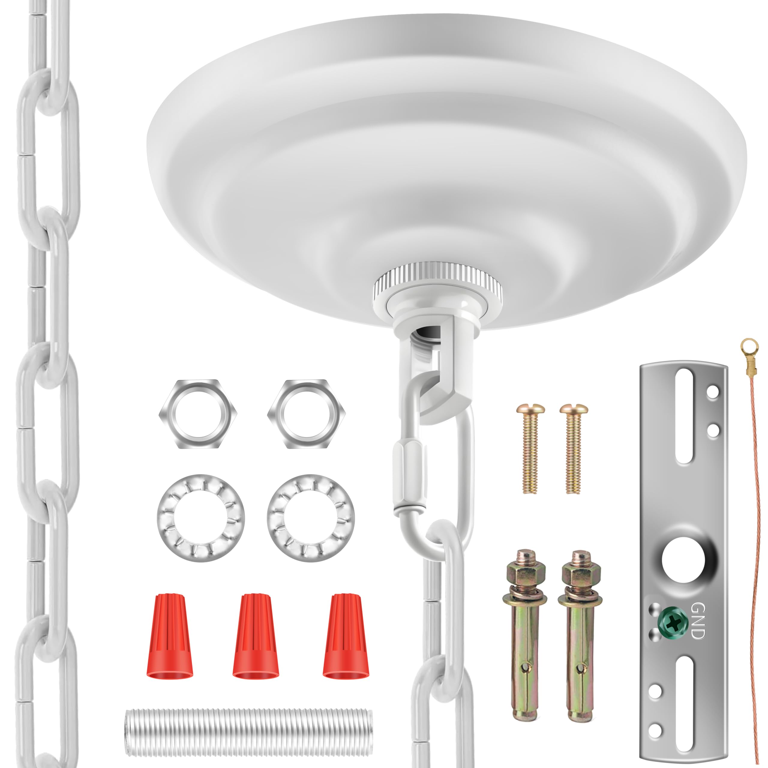 5-5/16 Inch Light Canopy Kit with 6 Feet Hanging Chain, Heavy Duty, Replacement Cover Plate for Chandelier, Pendant Light, Swag Light, Ceiling Fan, Flower Basket or DIY Projects (Chrome) — Amazon image 10