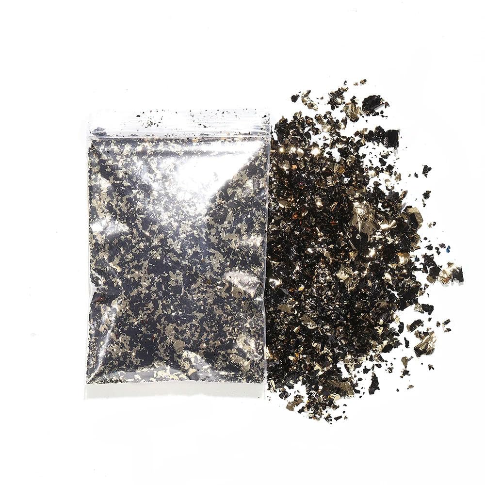 ROCKPOEM Gold Leaf Sheets - 2-10g Glitter Foil Flakes for DIY Crafts, Mould Decoration, Nail Art and Gold Foil Fillers