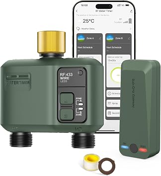 WiFi Water Timer 2 Zone for Garden Hose, Brass Inlet