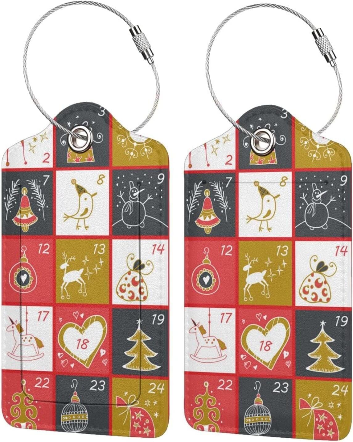 Christmas Winter Animals Calendar Luggage Tag with Name ID Card Suitcase Labels Identifiers PVC Baggage Tags Luggage for Travel