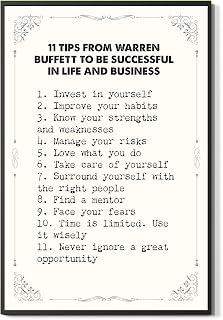 Warren Buffett Quote Wall Decor Tip From Warren Buffet To Successful In Life And Office Motivational Wall Art Print Inspirational Home Office School Decor Great Reminders Poster for Success - By FESOGO | UNFRAMED
