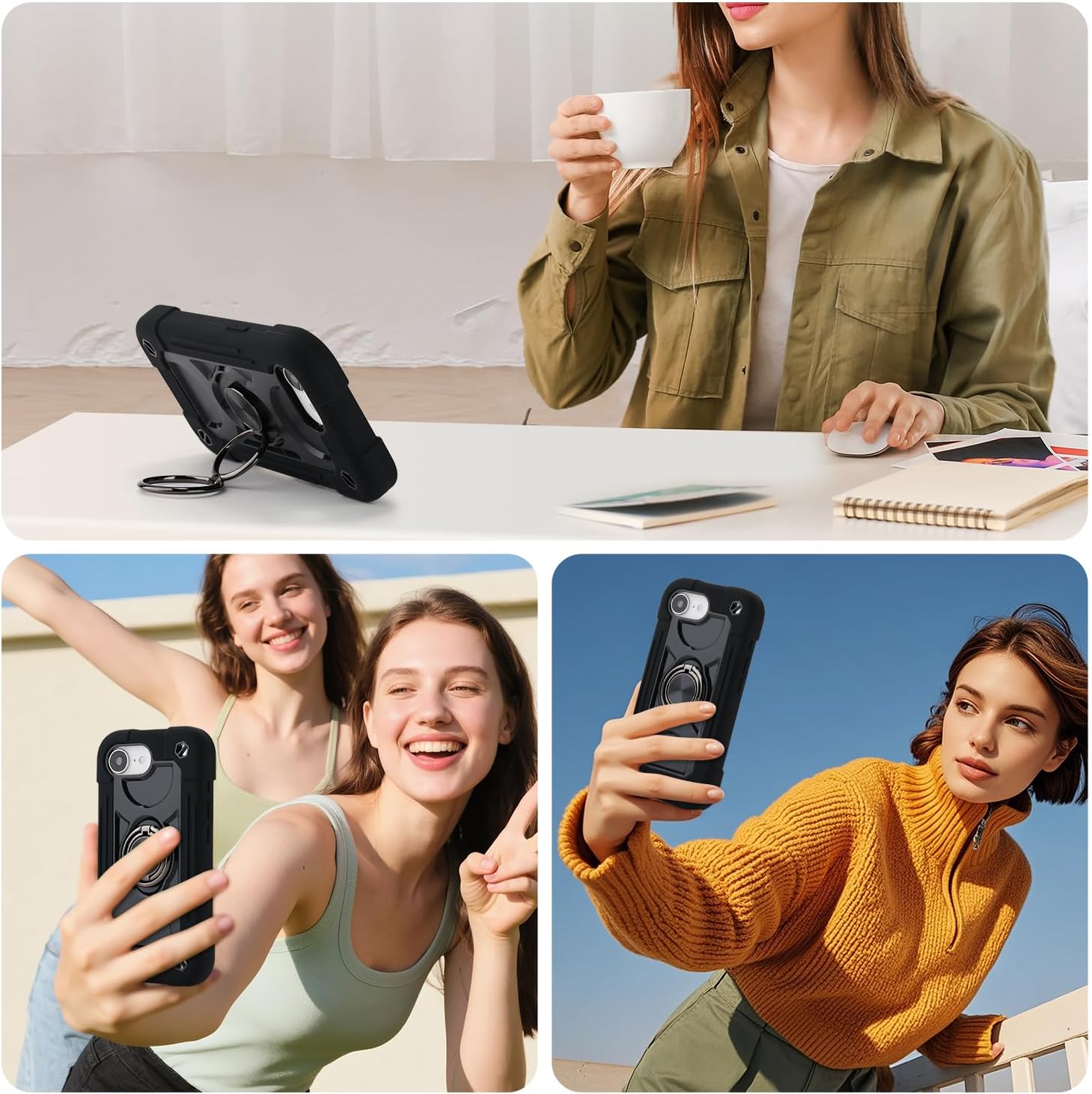 MARKILL Compatible with iPhone 16e Case with Stand, Military Grade Drop Protection Full Body Rugged Heavy Duty Case 3 in 1 Protective Durable Cover for iPhone 16e 6.1” 2025 (Black) - Image 6