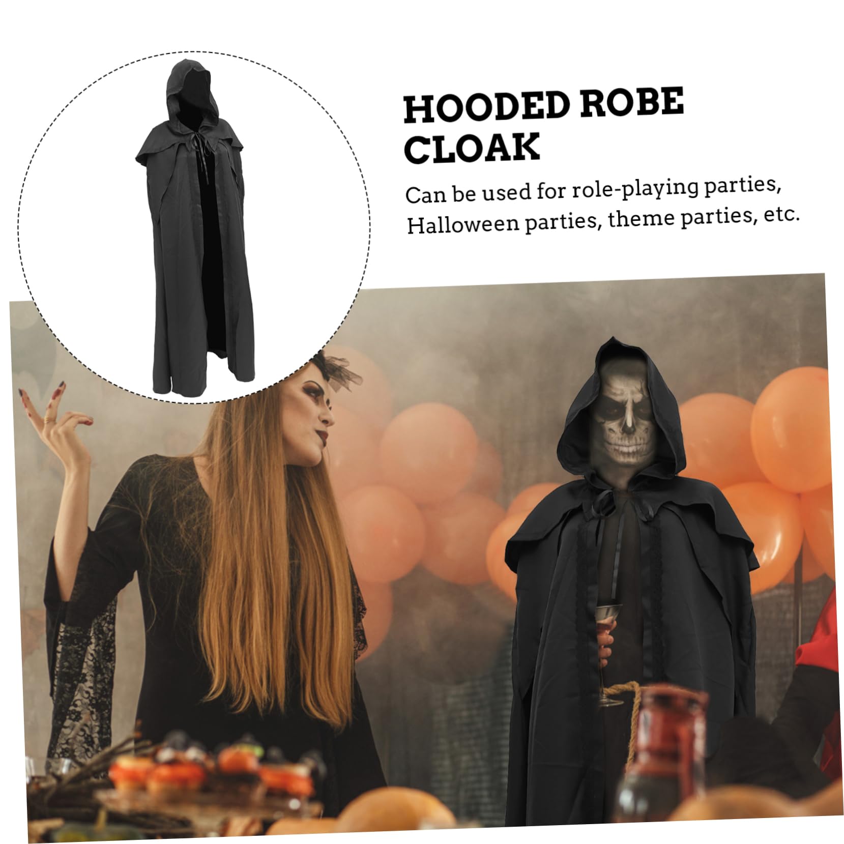 SHERCHPRY 1 cape Abaya pour homme - Accessoire d'Halloween médiéval - Costume d'Halloween à capuche - Cosplay