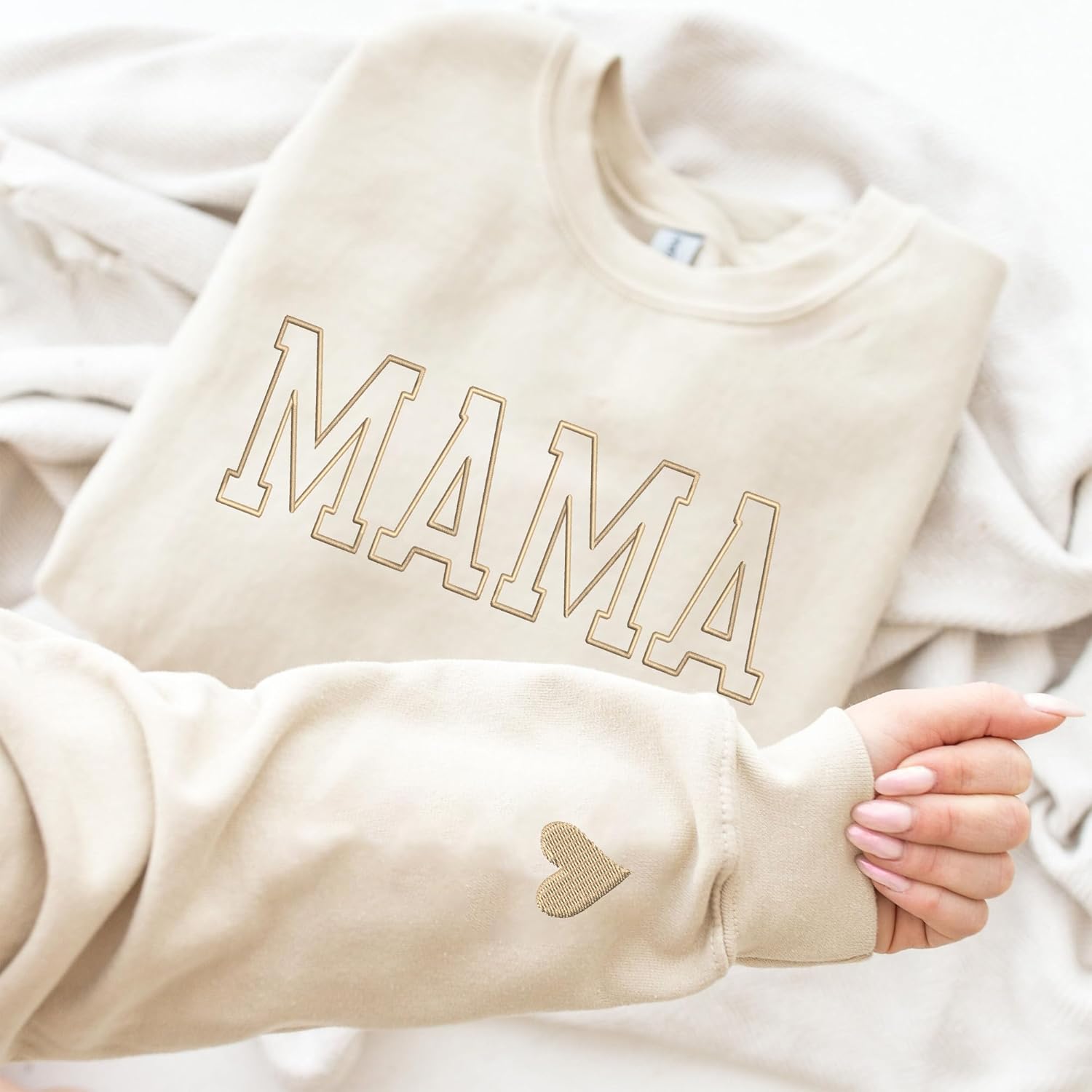 Embroidered Mama Mom Sweatshirt - Perfect for Christmas 2023
