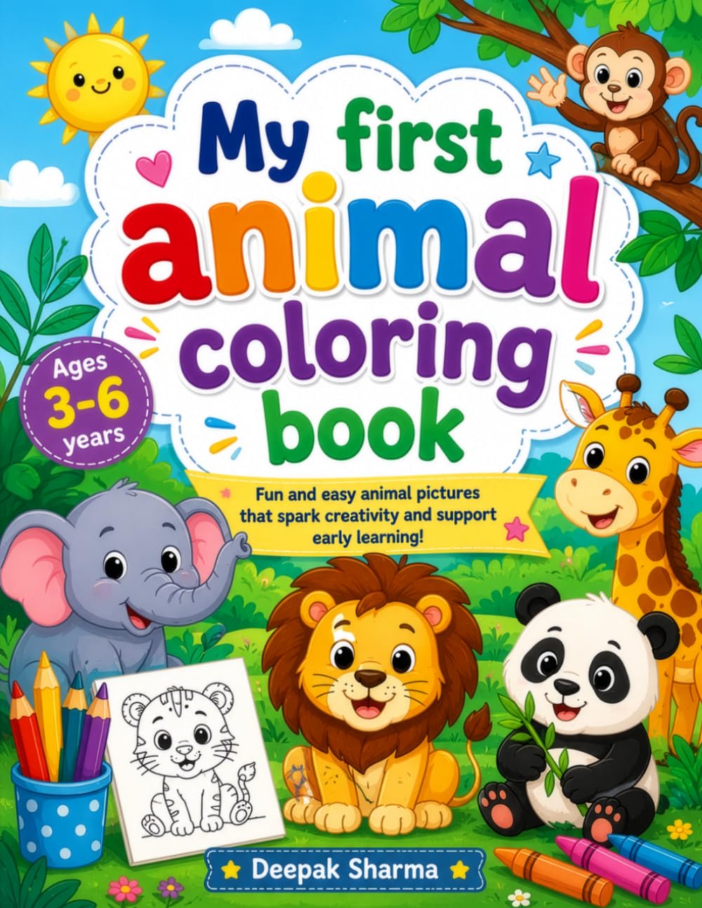 Animal Coloring Book for Kids (Ages 3-8) | Printable PDF | Easy Cute Animals | Preschool & Kindergarten Activity Book: A Fun Activity Book for ... Cute Animals, and Creative Learning for Boys