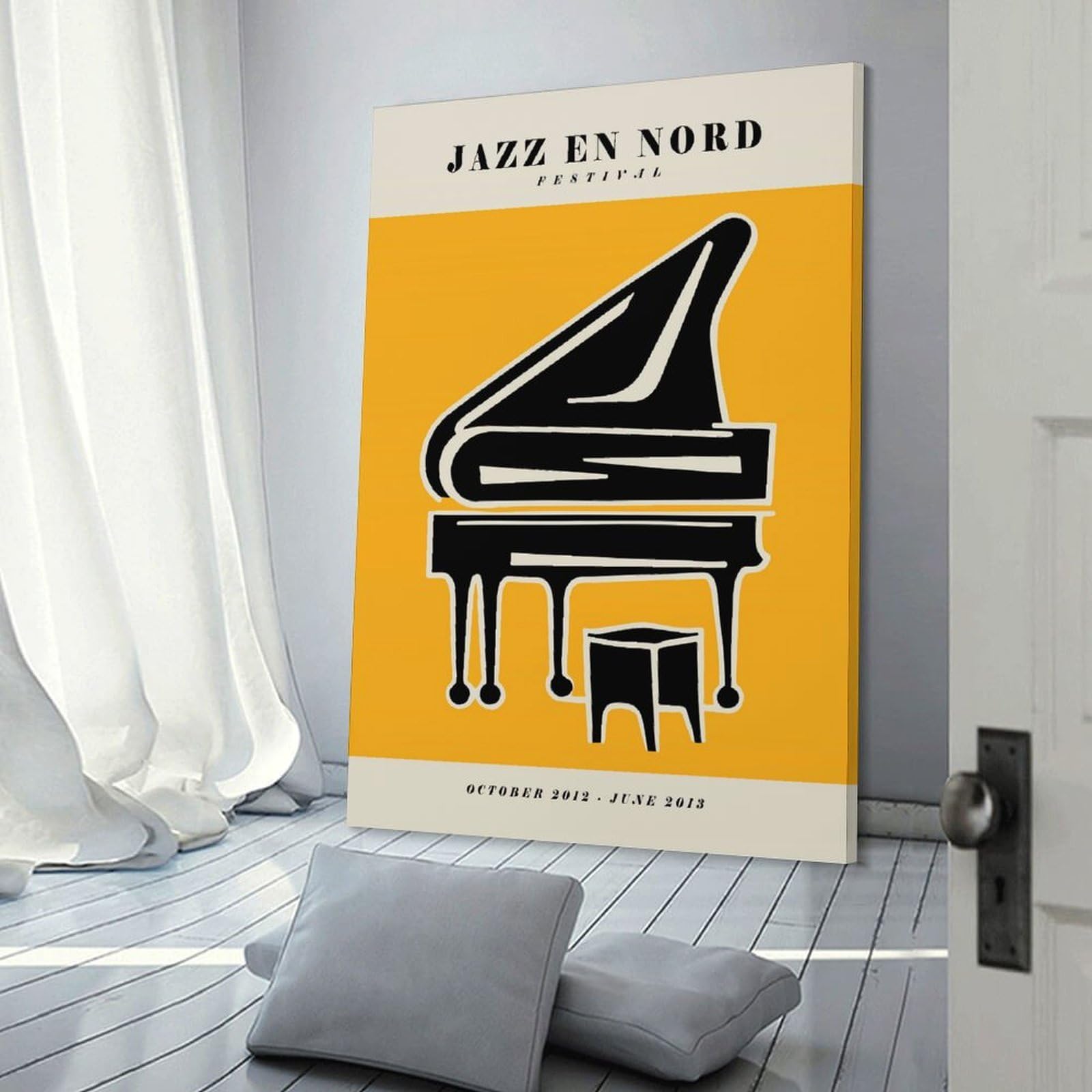 Junmoney Jazz En Nord Yellow Print Wall Picture Print 20x30inch(50x75cm), for Picture Wall Styling in Lounge Or Bedroom, Ideal for Building A Coordinated Art Wall