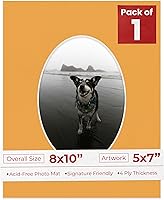 Vista 85 de Tapete de 8 x 10 pulgadas, corte biselado para fotos de 5 x 7 pulgadas, con apertura de tablero de fotos ovalado blanco precortado, sin ácidos, mate