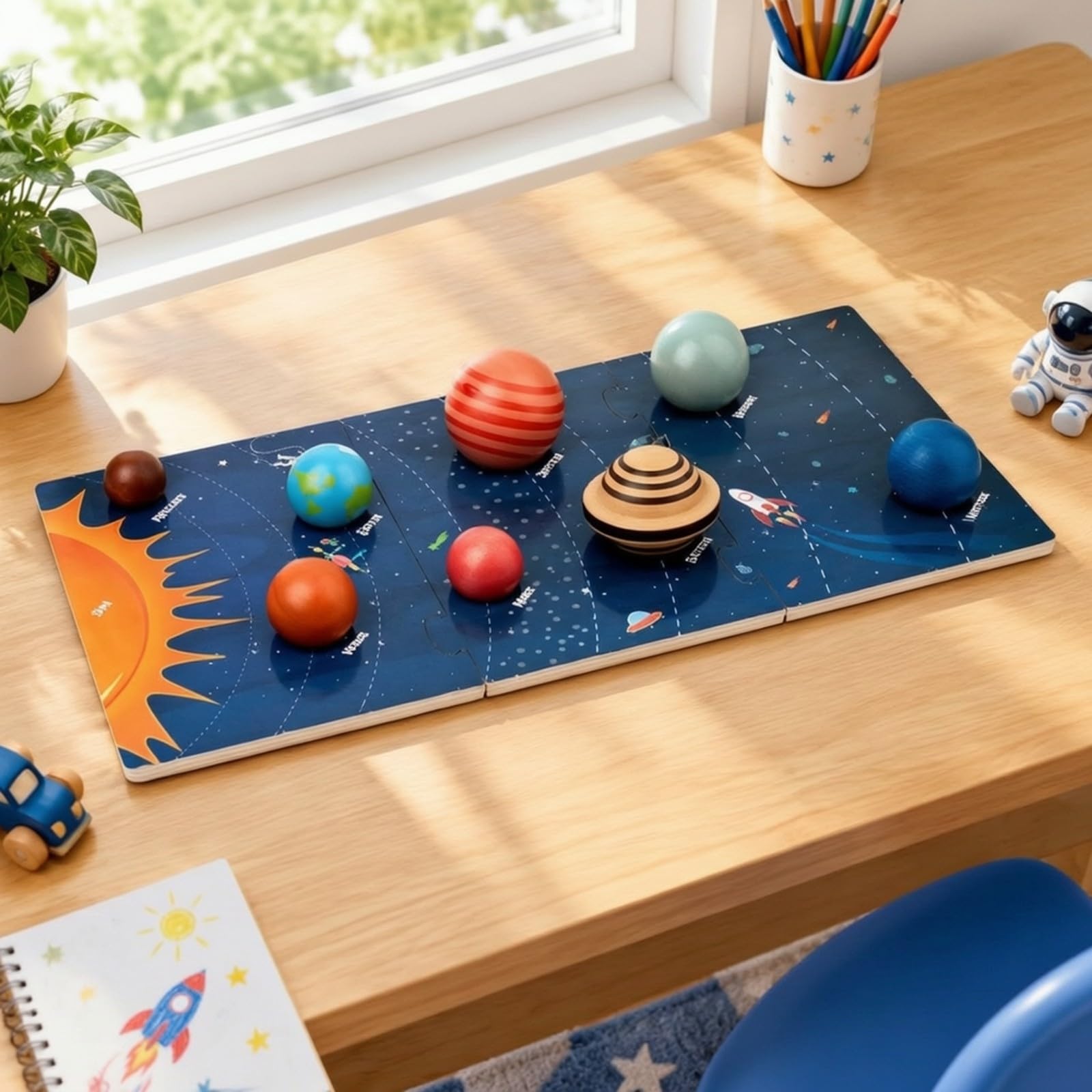 Colcolo Puzzle in Legno del Complesso Planetario Solare Educativo Gioco Didattico di in Legno Senza Schermo per Apprendimento Genitore-Figlio