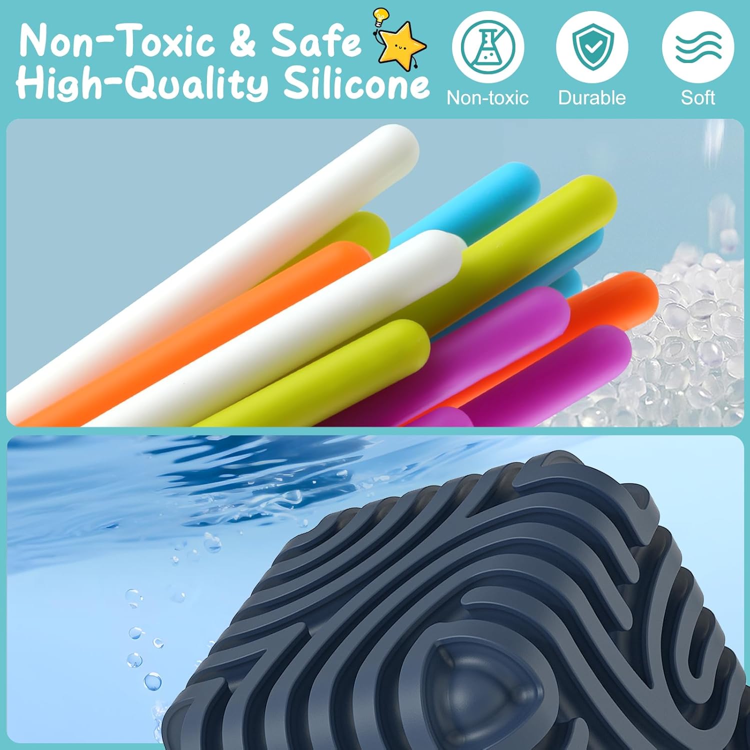 BunnyBoo Sensory Activity Board, 3D Silicone Toys for Kids with Autism & ADHD,Sensory Fidget Toys for Anxiety Relief, Calming & Focusing, BPA-Free, 15 Colorful Strings, Storage Bag(Green) - Image 3