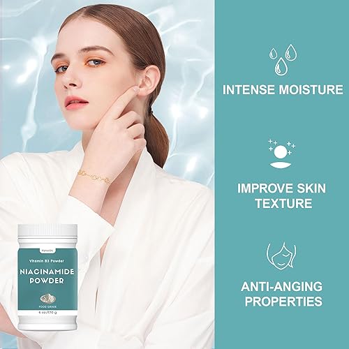 Miniatura 6 de Polvo de niacinamida de 10 onzas de grado alimenticio, polvo de niacina 100% puro, suplemento dietético polvo de niacinamida, añadir a batidos,