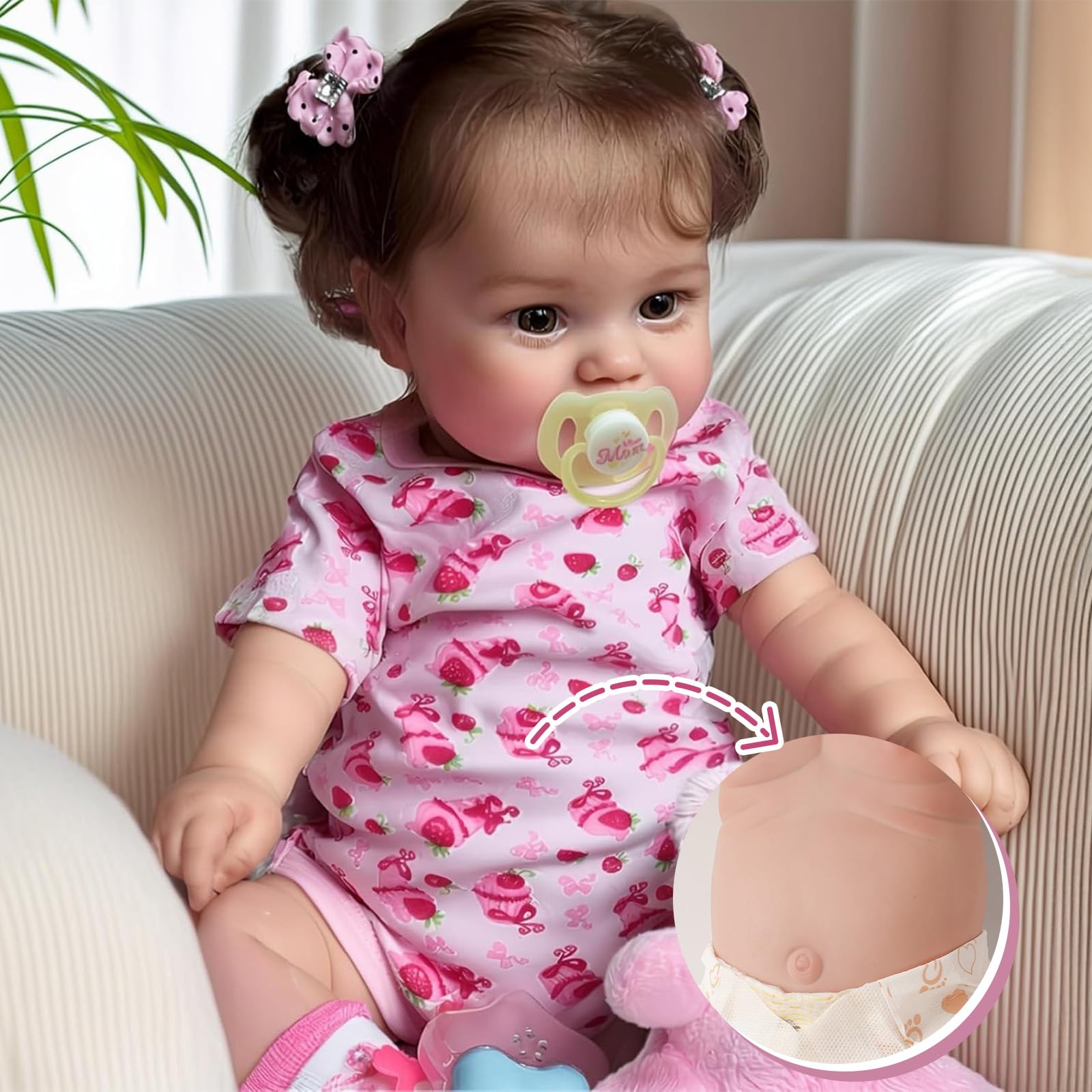 JIZHI Lifelike Reborn Baby Dolls - 20Inch-Real Baby Feeling Realistic-Newborn Baby Doll Adorable Smiling Real Life Baby Dolls with Gift Box for Kids Age 3 +