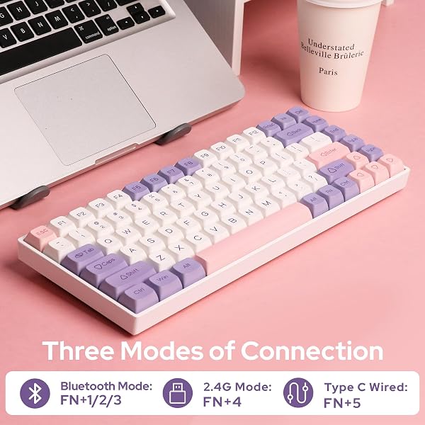 EPOMAKER EP84 Plus 75% Hot-Swap Teclado mecánico para Juegos con Software programable, Tres Modos (2,4 GHz/BT 5.0/USB-C Wired), RGB, NKRO, PBT Teclas para Mac/Win/Gamers (Flamenco) - 2
