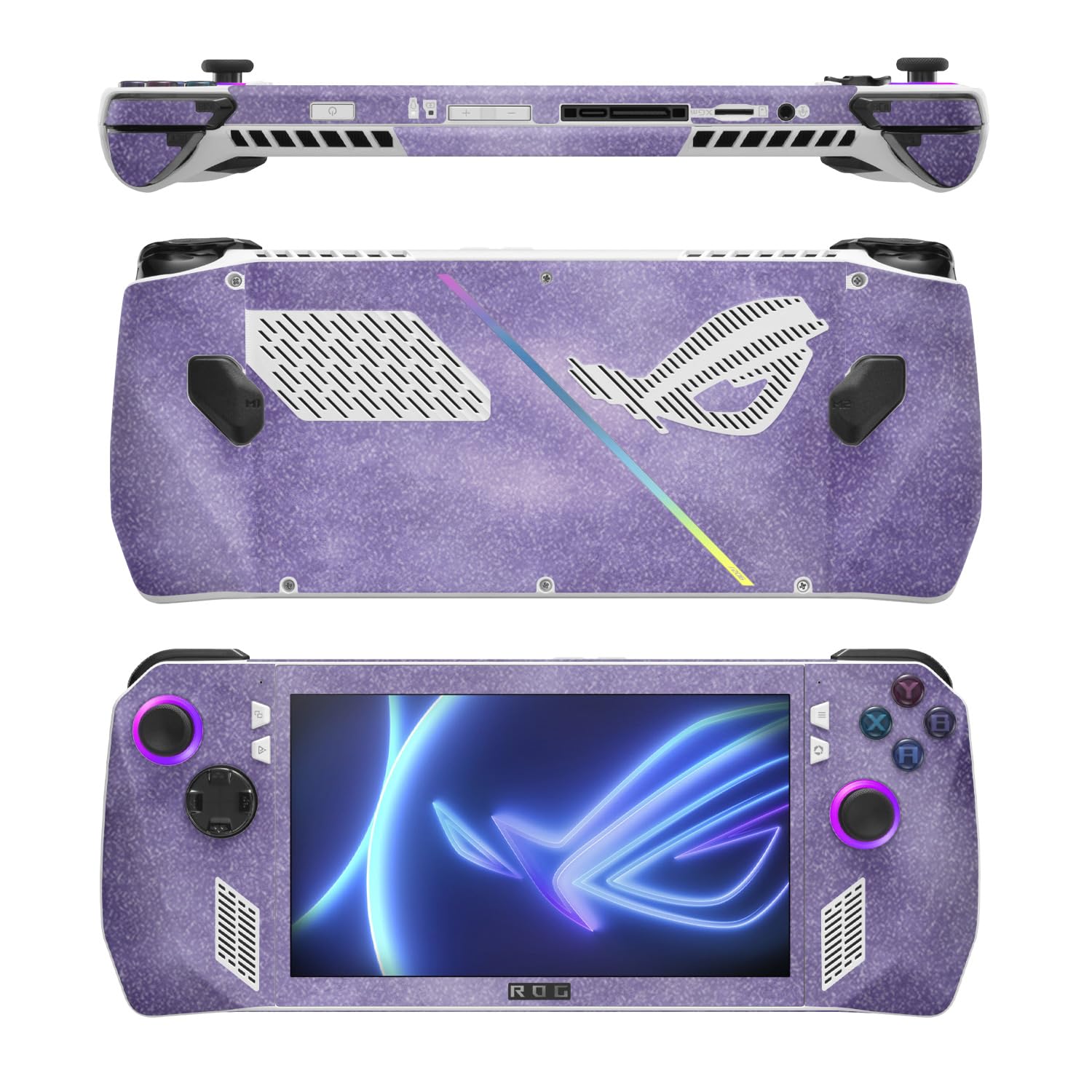 MightySkins Glossy Glitter Skin Compatible with Asus ROG Ally - Purple Airbrush | Protective, Durable High-Gloss Glitter Finish | Easy to Apply