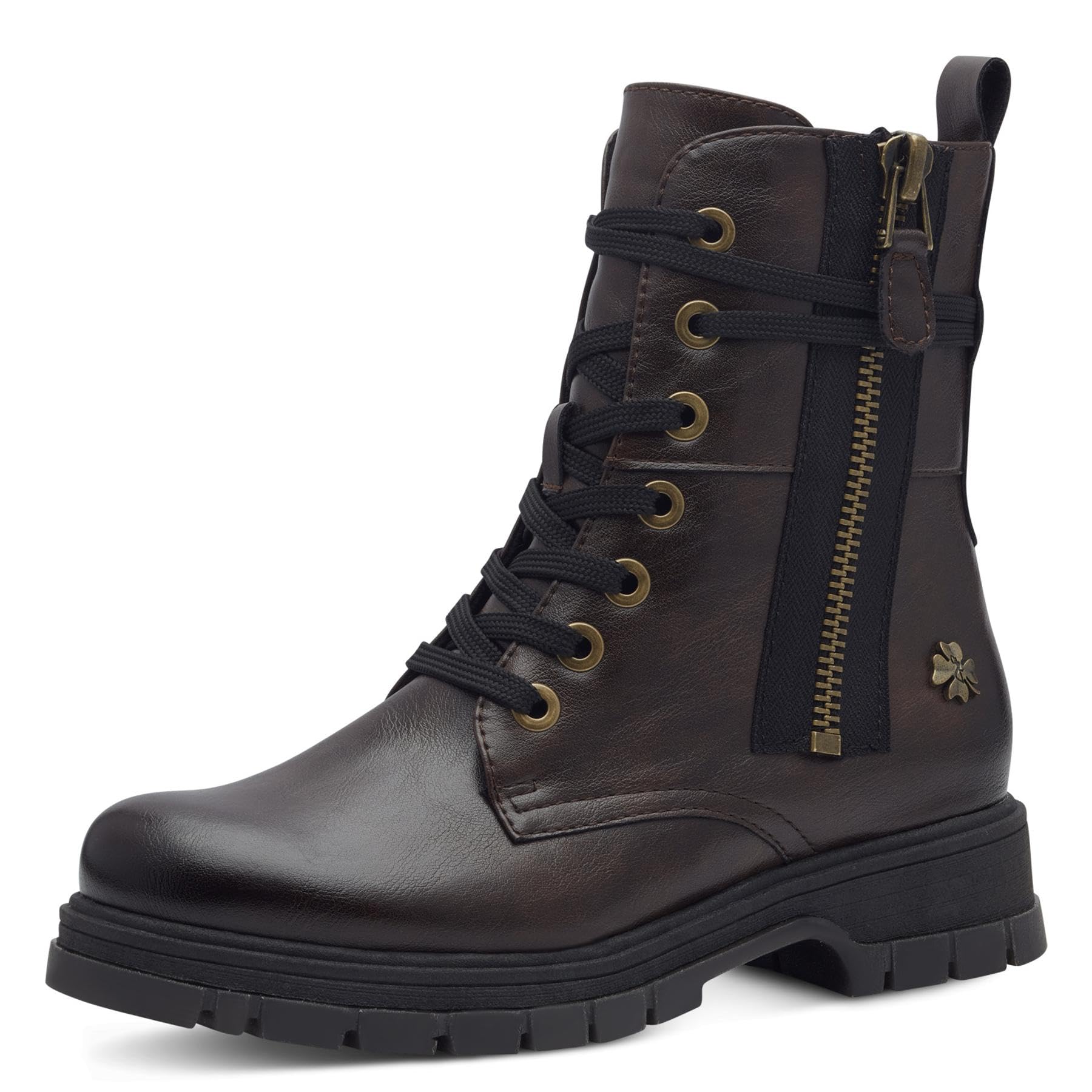 MARCO TOZZI by Guido Maria Kretschmer Women's Lace-Up Faux Leather Ankle Boots with Zip, mocha, 8.5 UK