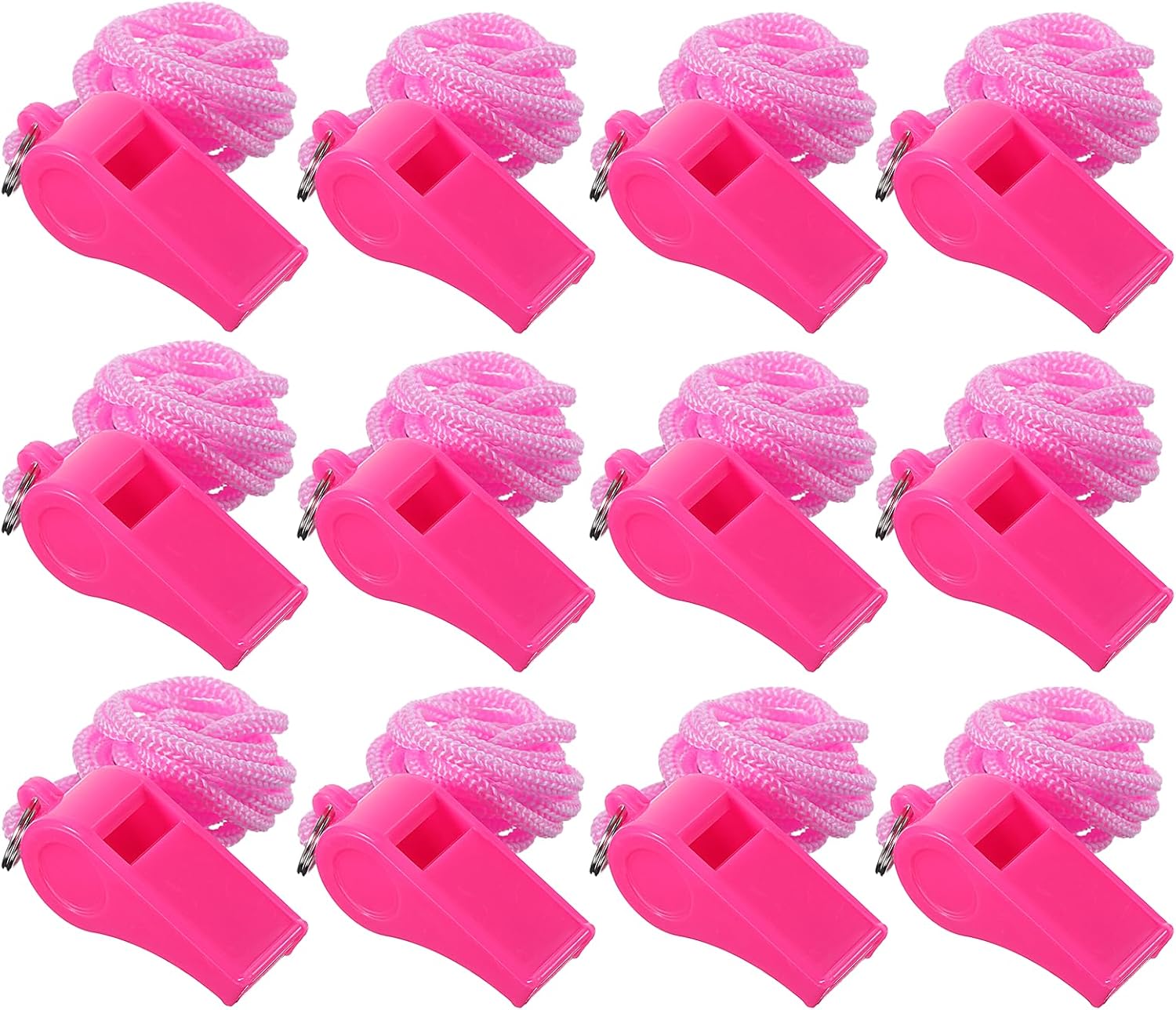 12 silbatos rosas con cordón para deportes miniatura 1