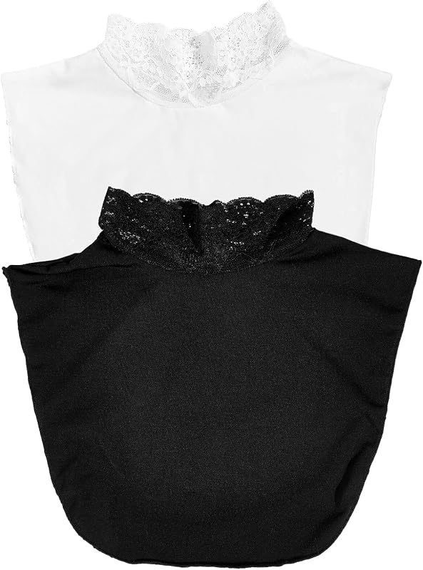 Dickey Detachable Lace Elegant Set Half Top Mock Blouse Collar Base Fake Collar Neck Cover for Women Girls