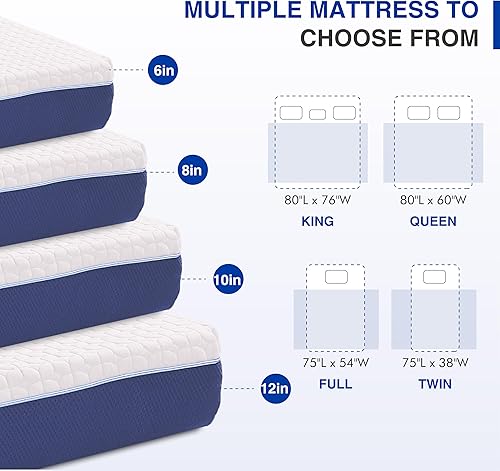 Miniatura 6 de Gelsea - Colchón de 8 pulgadas para niños de tamaño individual, colchón de espuma viscoelástica con gel de enfriamiento en una caja, sensación