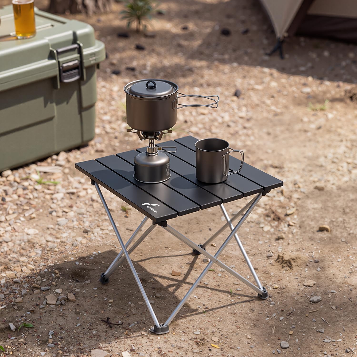 Sportneer Campingtisch, Klapptisch Camping, Aluminium Camping Tisch Leichte mit Tasche, Leicht zu tragen, klappbar Tisch Präfekt für Picknick Kochen Garten Wandern Reisen, Ohne Abnehmbares Netz