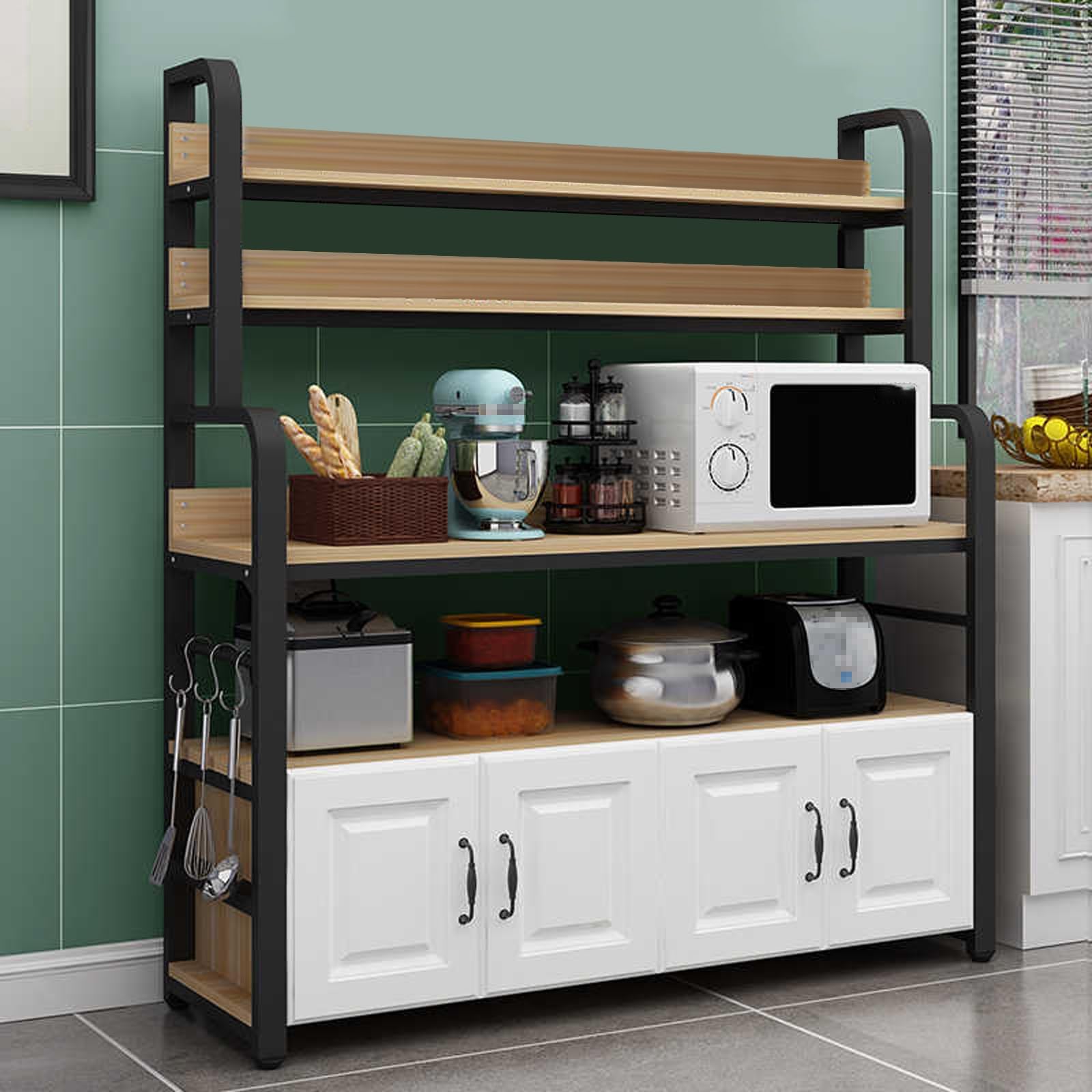 Armadietto alto per dispensa con pannelli ecologici e cerniere silenziose, per cucina, sala da pranzo, altezza 175,2 cm, piano di lavoro in tubo di acciaio ispessito incluso nero (80 x 40 x 150 cm)