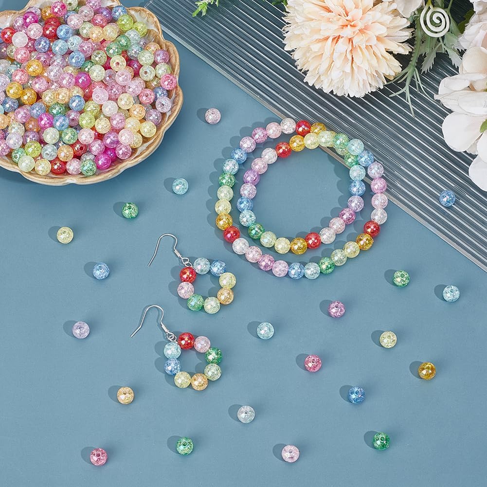 1 Box 500PCS Acrylic Crack Round Beads with Hole Colorful Crackle Transparent Bubblegum Chunky Resin Ball AB Color Plastic Spacer Bead for Jewelry Making Necklace Bracelets Diy Craft Supply - Image 4