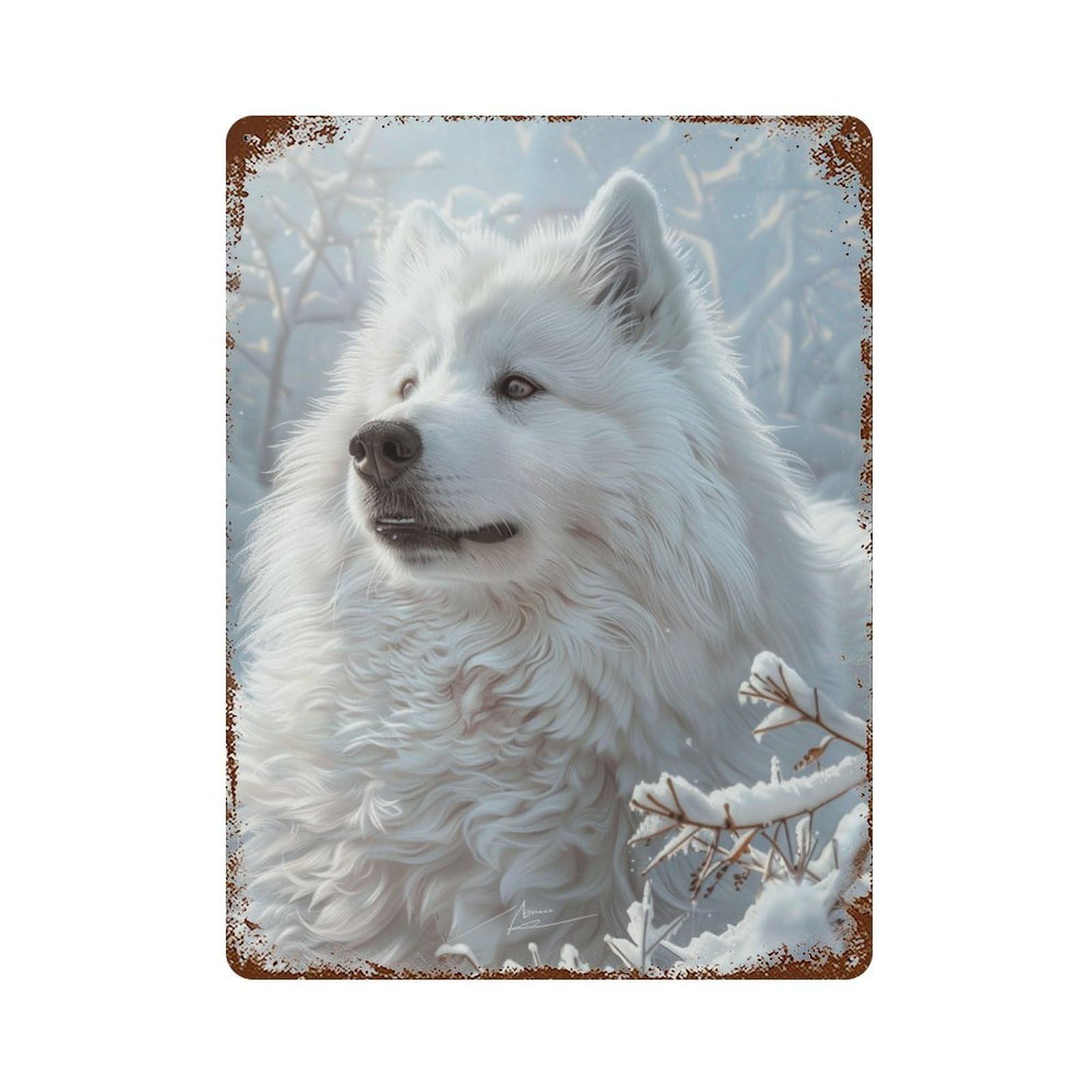 Winter Wolf Portrait Retro Metal Sign 15.7"x11.8", for Bistro, Counter And Cafe Decor, Rustic Home Decor