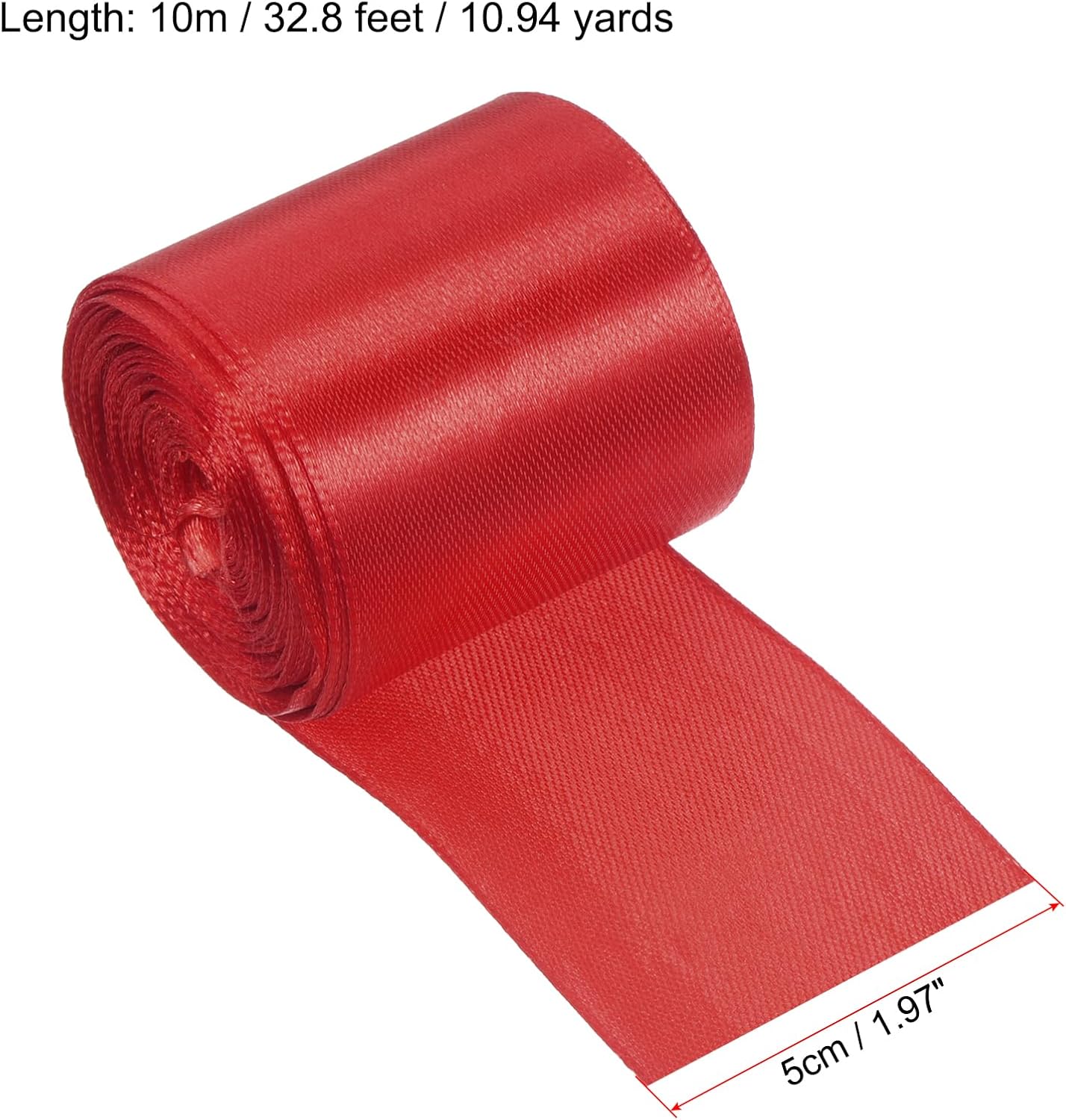 PATIKIL Finish Line Satin Ribbon 5cm 10m/32.8ft, 2 Pack Polyester Fabric Tape for Outdoor Athletics Sprint Running Race Sport, Red