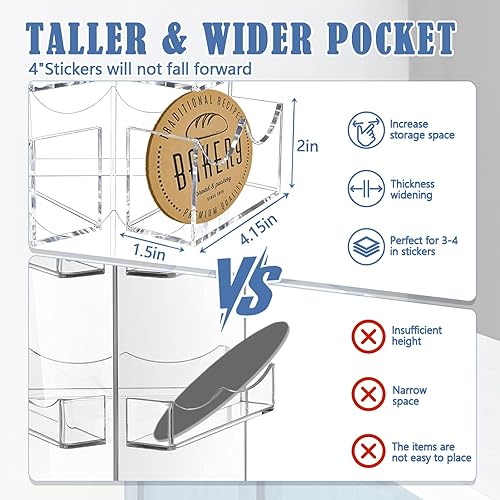 Miniatura 2 de Soporte de exhibición de calcomanías de acrílico giratorio de 3 niveles para calcomanías de 3-4 pulgadas, soporte giratorio de 360 para tarjetas de
