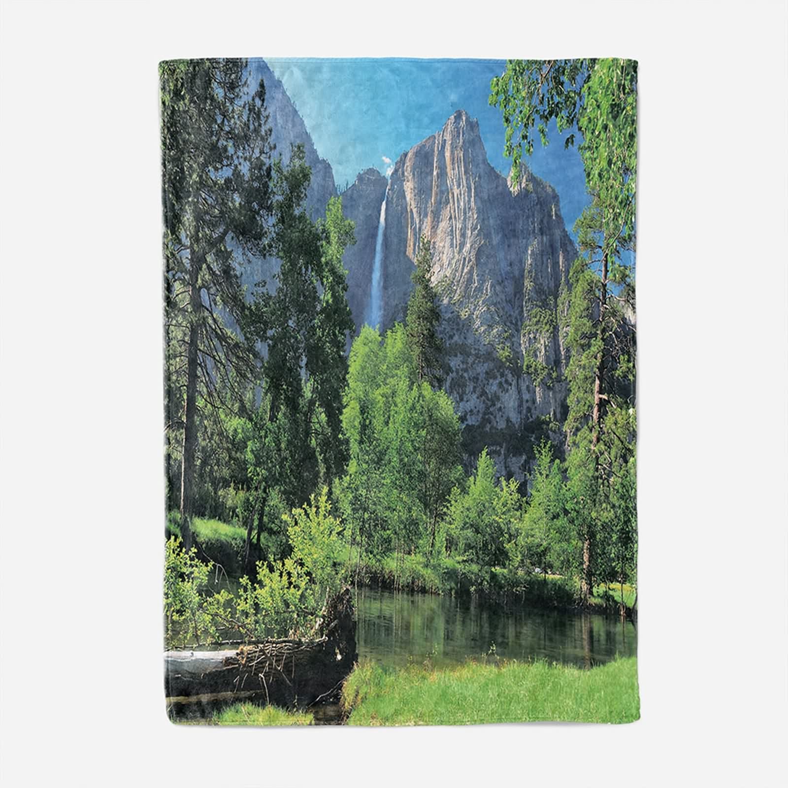 Daesar Coperte Pile Natale, Coperte Flanella Matrimoniale/Singolo Divano/Letto Verde Marrone Motivo Montagna e Alberi Coperta Calda Invernale, 150x200cm