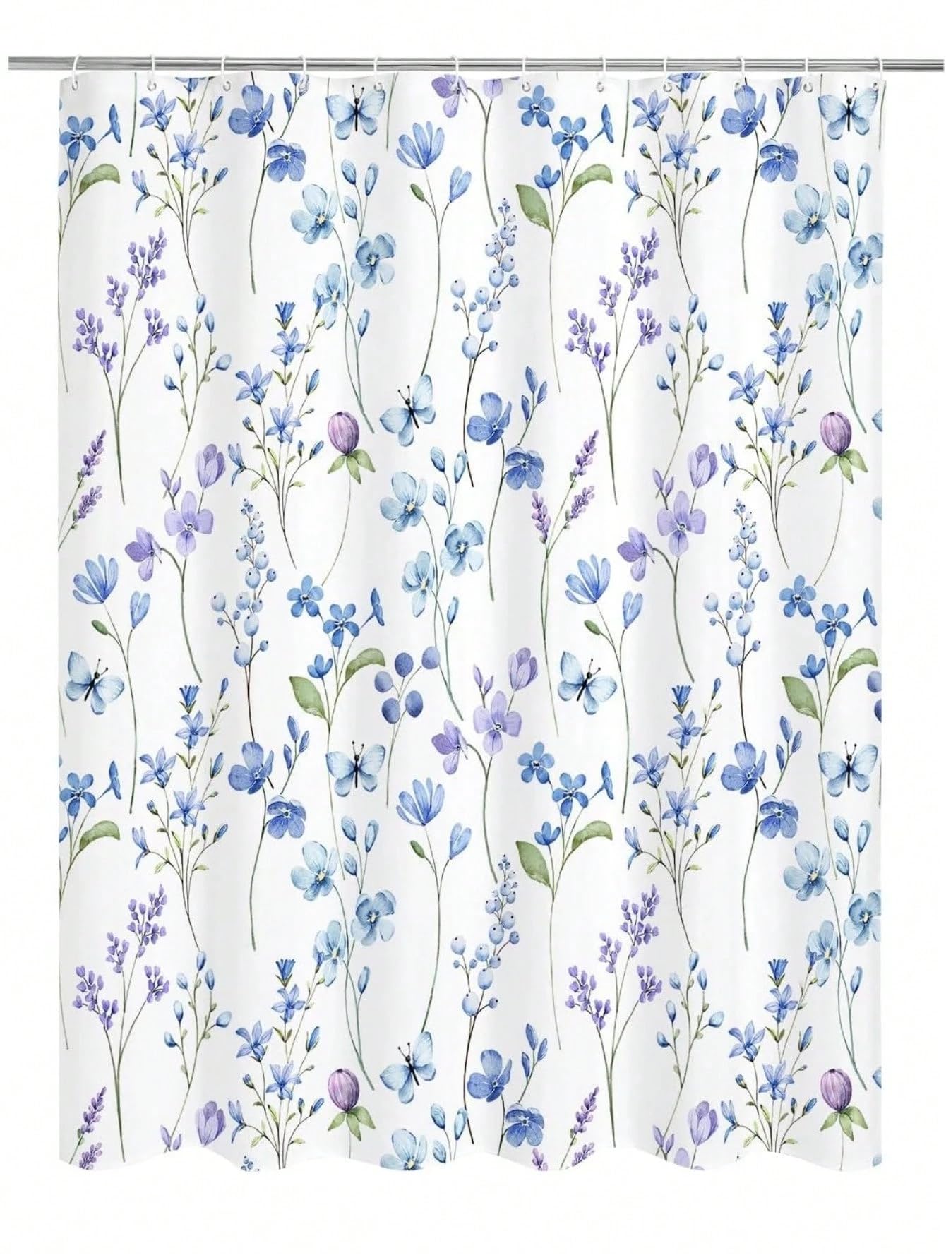 GLKSDLPO Watercolor Floral Shower Curtain Butterfly Flower Shower Curtain For Bathroom, Modern Minimalist White Bathroom Decor(183x200cm/72x79in(WxH)