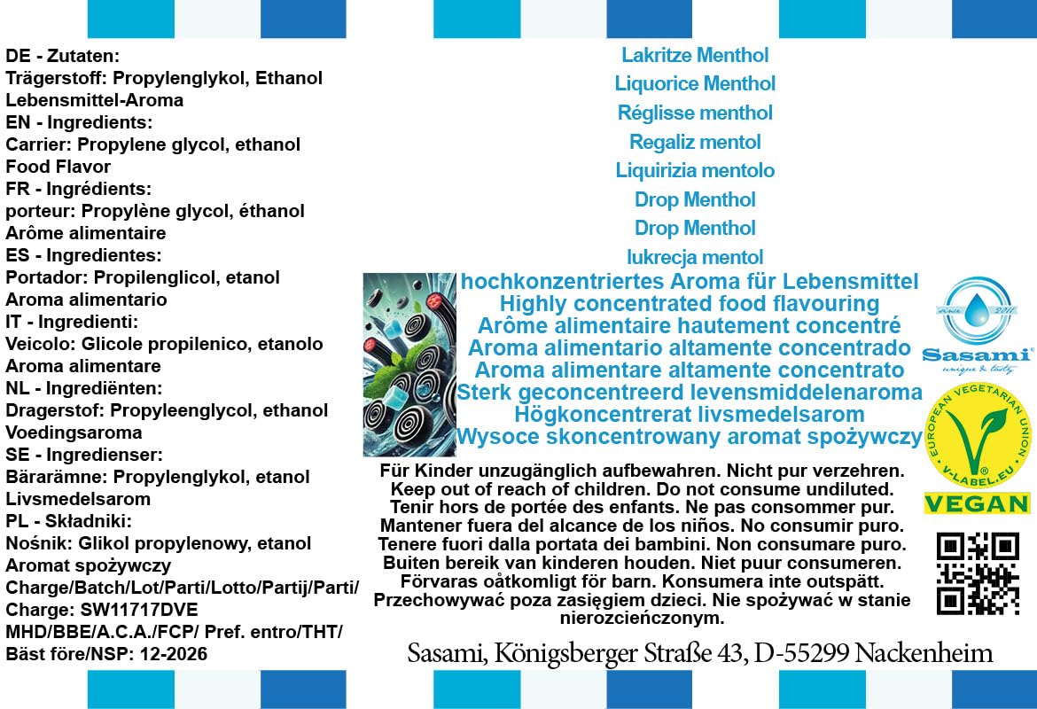 Lakritze Menthol Aroma Konzentrat - Vegan - Sasami - 100ml