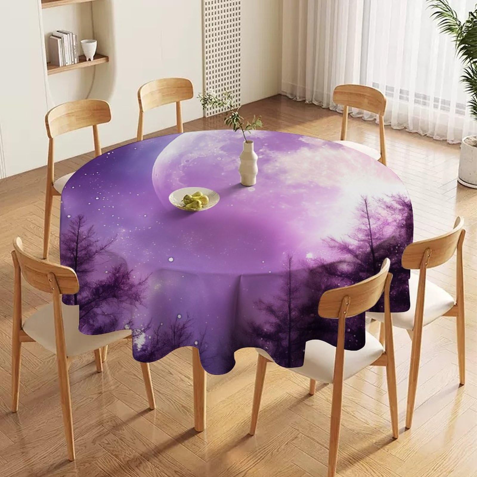 ORDOBO 3D Print Round Tablecloth - Pattern Fashion Waterproof Dust-Proof Table Cover For Dinner Kitchen Holiday Home Protect Table Decoration 177X177Cm