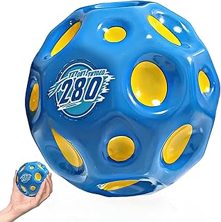 JollyGo Jump Ball 9.5 cm Big Moon Ball Super High Bouncy Lightweight PU Material Bouncy Balls for Children and Pets Interactive Toy Stress Relief Rubber Ball Bouncy Balls for Children Outdoor (Blue)