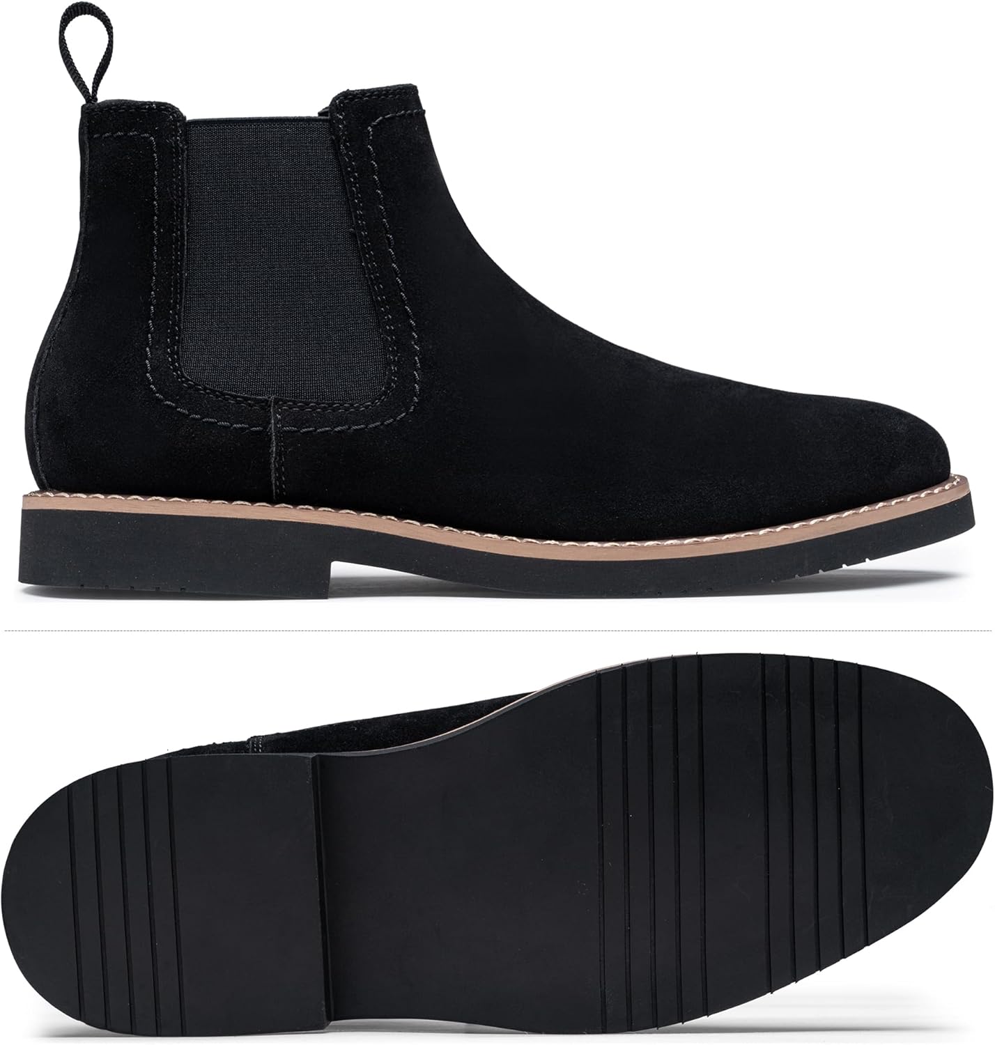 Vostey Chelsea Boots Men Casual Dress Boots Black Ankle Classic Slip on Boots for Men - Image 6
