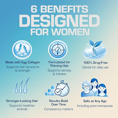 Miniatura 5 de Eggagen - Suplemento avanzado para el crecimiento del cabello diseñado para la biología de las mujeres, soporta cabello más completo, más grueso,