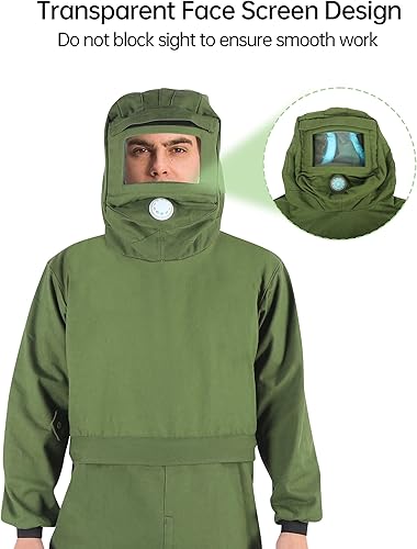 Miniatura 2 de Traje de chorro de arena con capucha traje de chorro de arena Trabajo de salpicaduras de capucha protectora para construcción naval de hierro fundido