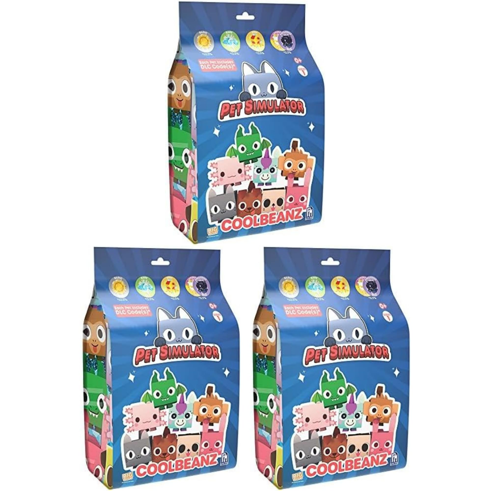Pet Simulator Roblox Series 1,2 & 3 Limited Edition Cube Plush - Lucky Blind Box's, Bundles, Blind Bags & Figures - (Coolbeanz 4" 12cm Blind Bag Plush with DLC - 3 Pack)