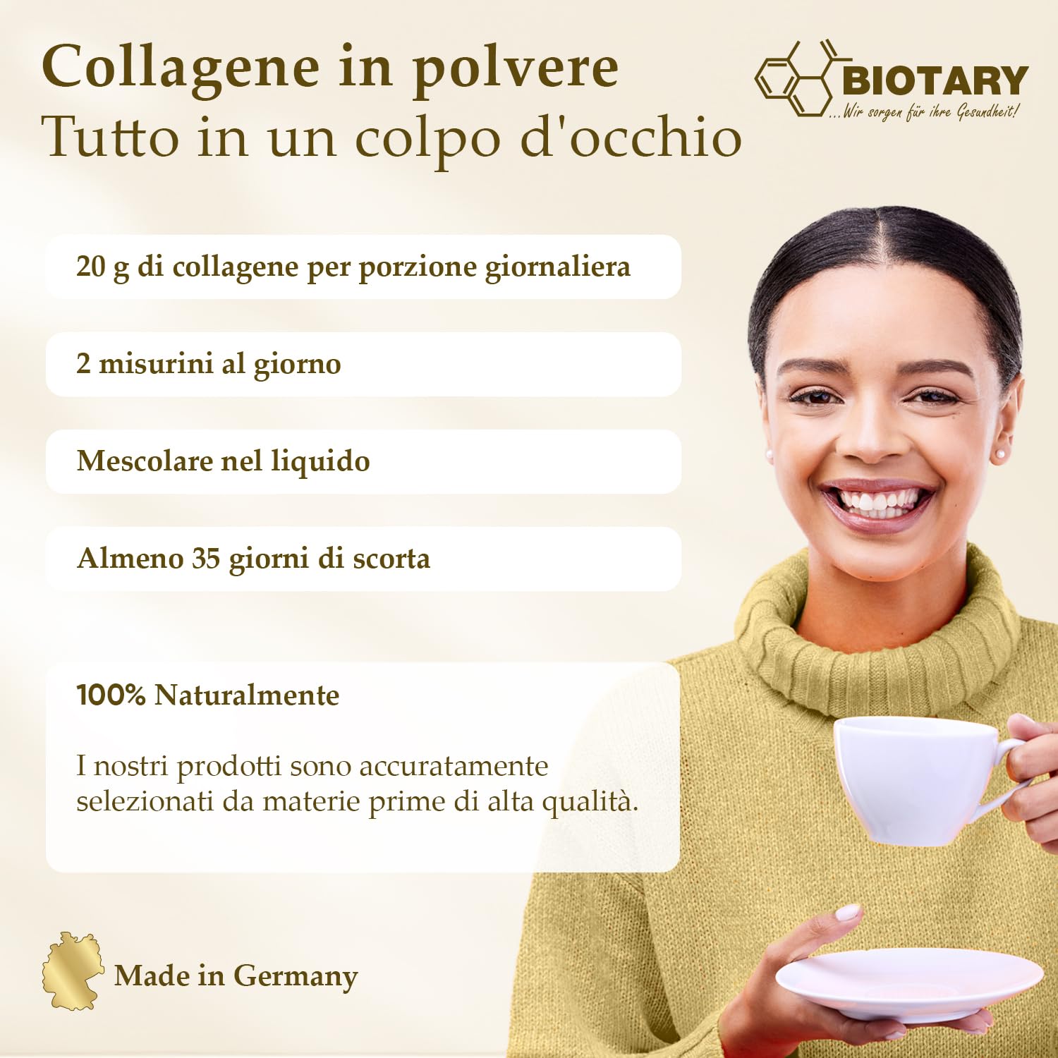Collagene in polvere 700g | Idrolizzato di collagene puro al 100% | Peptidi 1-2 - 3 | Eccellente solubilità | 100% puro e originale | Senza additivi | Sapore neutro